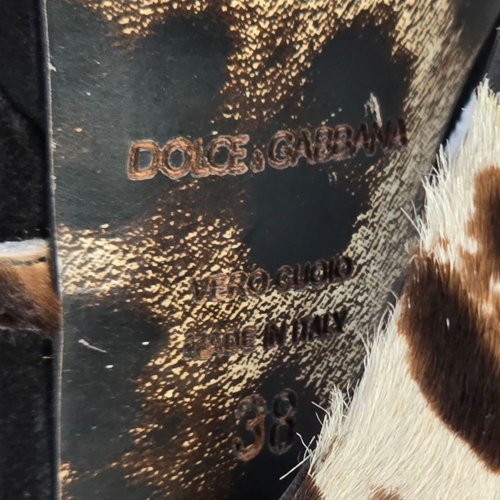 Dolce and Gabbana Animal Print Calf Hair Strappy Heels Size EU 38/ US 8 - Picture 11 of 15